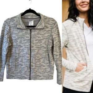 ZYIA ACTIVE Grey Cream Combo Full Zip Jacket Athletic Sz Medium